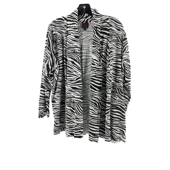 Colour Works Zebra Open Drape Front Long Sleeve Lightweight Cardigan Size L - Picture 2 of 10